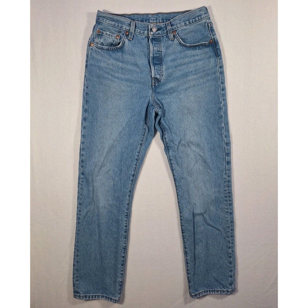 Levi's 501 Jeans Mens 29x30 Blue Straight Light Wash Button Fly Denim